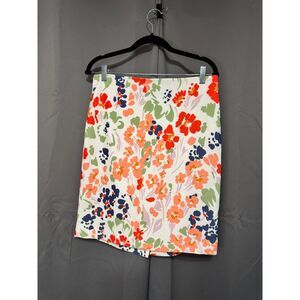 Ann Taylor Petite Floral Skirt 8P White Multicolor Straight Mini Spring